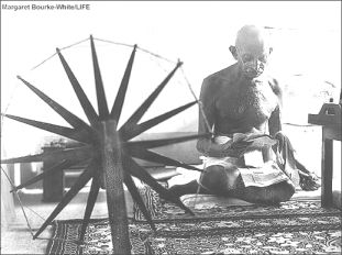 Gandhi on the wheel