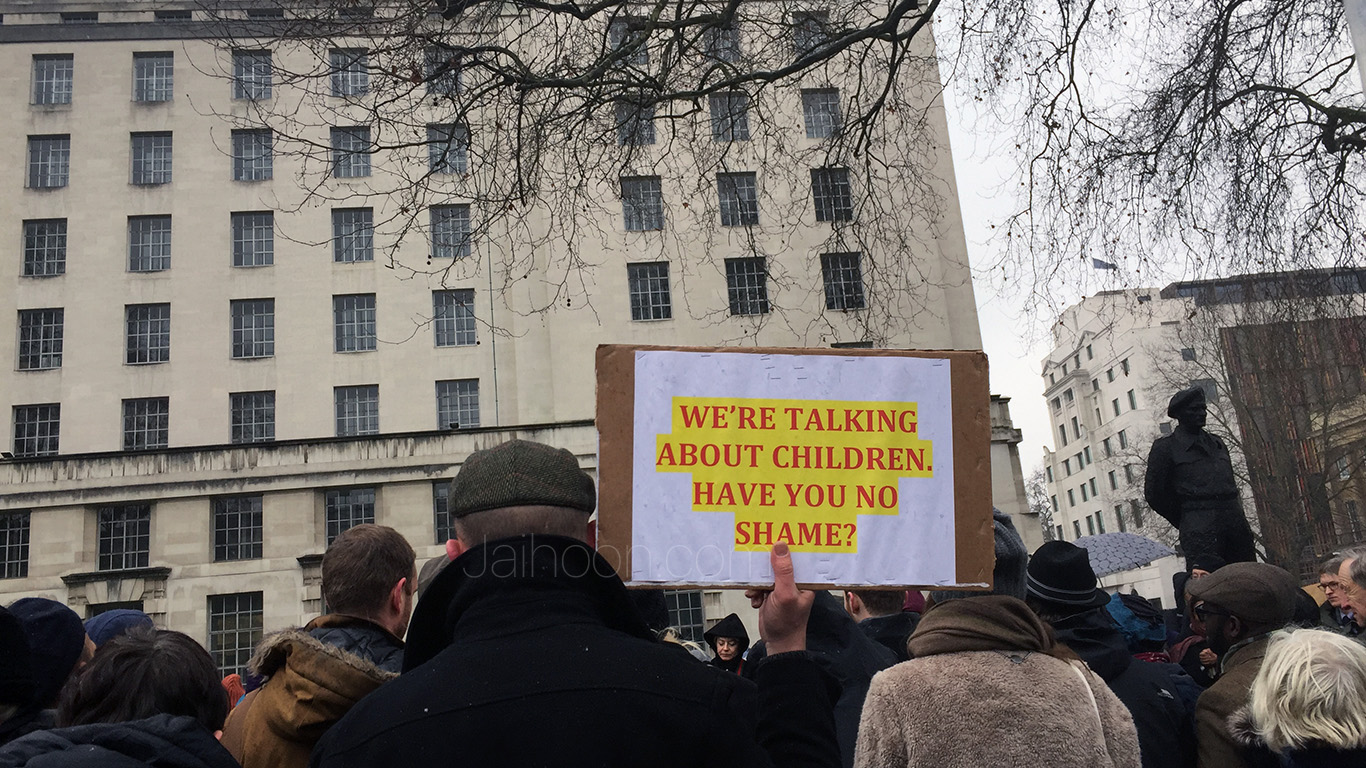 Protest against ending Dubs amendment, Whitehall, London (Feb 11 2017)