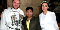 With the newly-wed couple inside the Jvari Monastery
