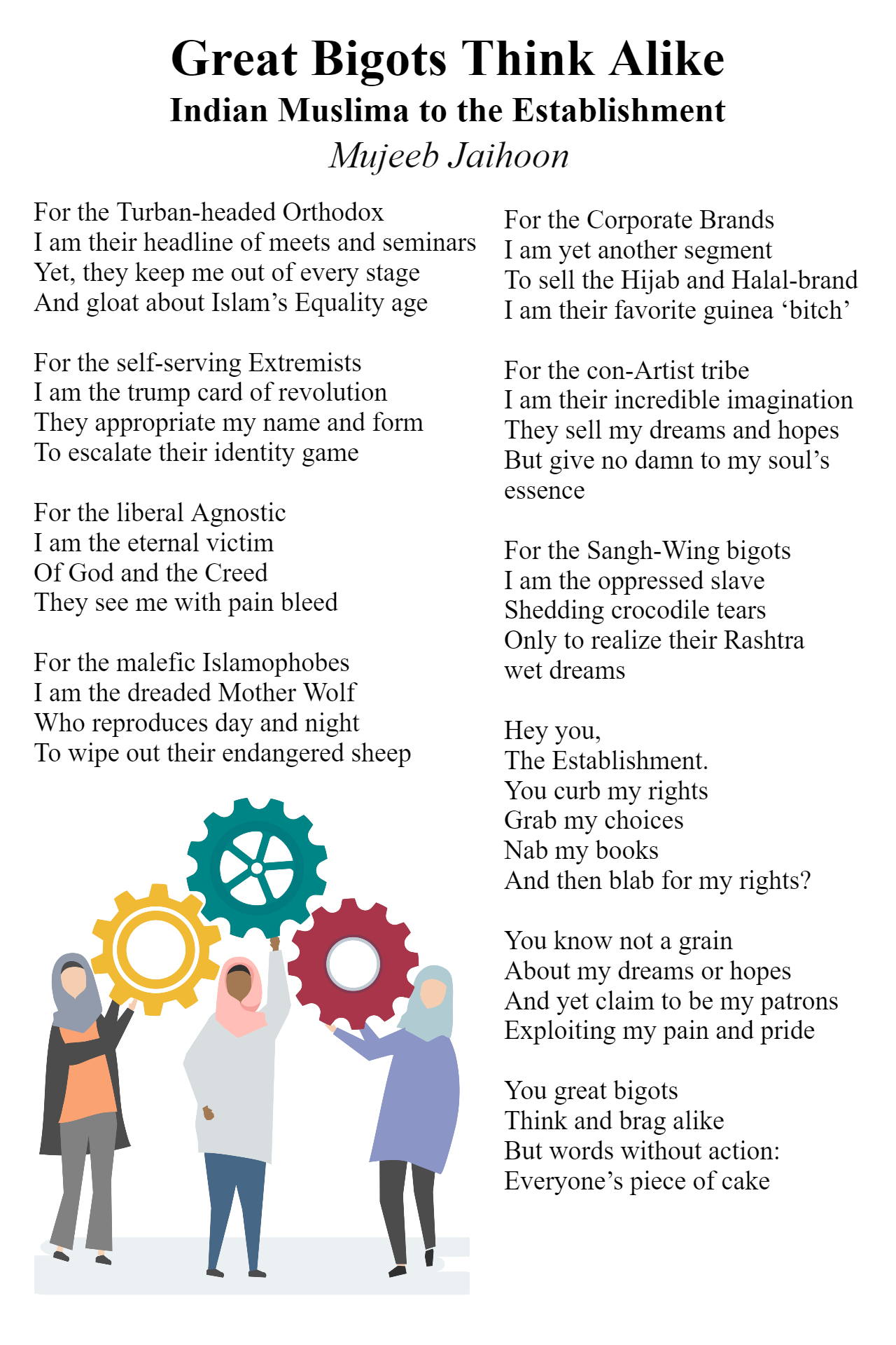 Great Bigots Thank Alike - poem by Mujeeb Jaihoon
