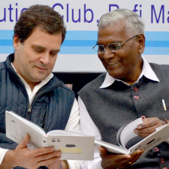 Rahul Gandhi reading Slogans of the Sage, collection of aphorisms by Sayyid Shihab Thangal
